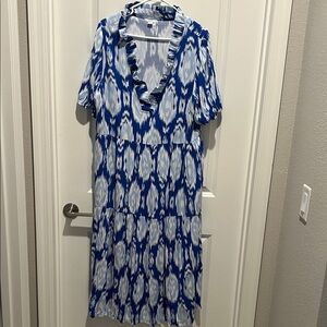 Crown & Ivy Blue and White Midi Dress